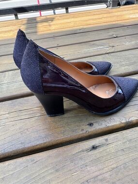 France Mode Women's Purple Patent Block Heel Pump women’s size 37